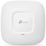 Tplink AC1200 Wireless Dual Band Gigabit Ceiling Mount Access Point, Qualcomm, 300Mbps at 2.4GHz + 867Mbps at 5GHz, 802.11a/b/g/n/ac, Beamforming, 1 Gigabit LAN, 802.3af PoE Supported, Centralized Management, Captive Portal, Multi-SSID, 4 internal antenna