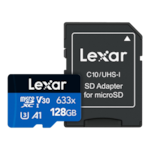 Carte SD microSDXC 128GB MS633X High-Performance 633x UHS-I avec adaptateur SD