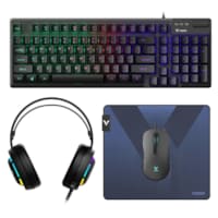 Pack gaming filaire 4-en-1 V125S - Clavier, souris, casque et tapis