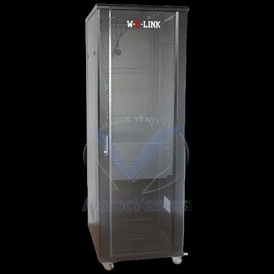 COFFRE INFORMATIQUE 42U 600MM 600M H2000MM + 2 ÉTAGÈRES + 4 VENTILATEURS + 4 ROULETTES 42U66