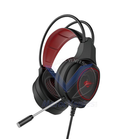 Casque de jeu avec lumière rouge et Double Jack 3.5 mm + connexions USB HV-2239D