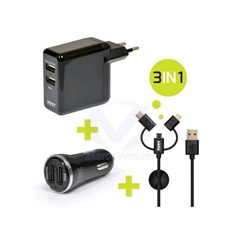 PORTDESIGN CHARGEUR VOITURE 2 USB & 2IN1 - EU 900023