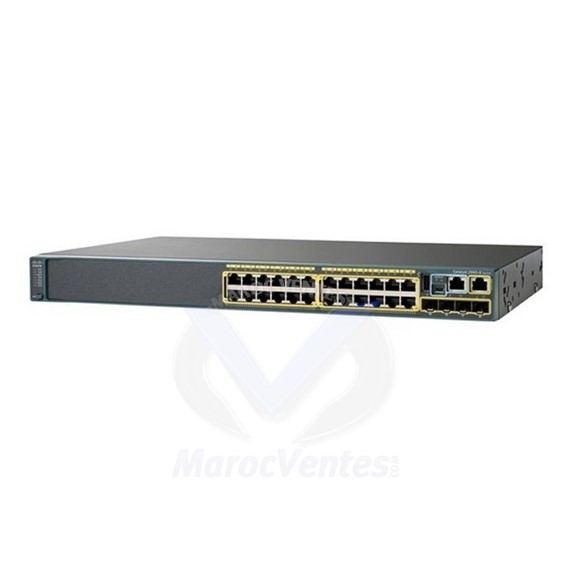 CATALYST2960-X RECONDITIONNE Géré - 24 x 10/100/1000 (PoE+) + 4 x Gigabit SFP Montable sur Rack WS-C2960X-24PS-L-RF