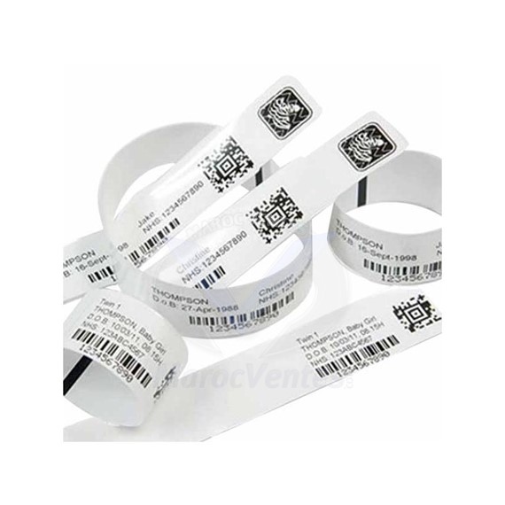 Zebra Z- band Ultrasoft With adult seize , adhesive closure , 25mm*279  mm Adult Size , 175/Roll , coe 25,4mm colour withe 61094