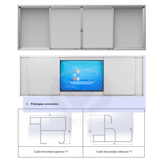 Tableau Blanc 4 Volets avec Cadres Digital E-CLASS 11ECYT