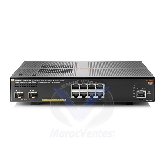 Switch manageable PoE+ 8 ports 10/100/1000 + 2 ports combo SFP+ JL258A