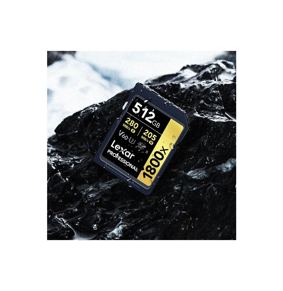 LEXAR CARTE SD SD1800X 256GB Professional 1800x SDXC™ UHS-II cards,up to 280MB/s read 205MB/ 12M LSD1800256G-BNNNG