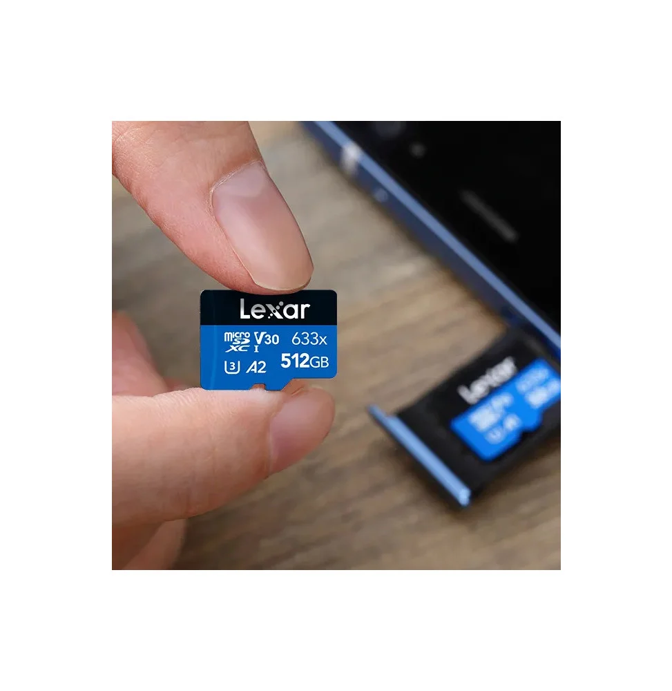 LEXAR CARTE SD MS633X 256GB High-Performance 633x microSDXC™ UHS-I with SD adapter, up to 100MB 12M LSDMI256BB633A