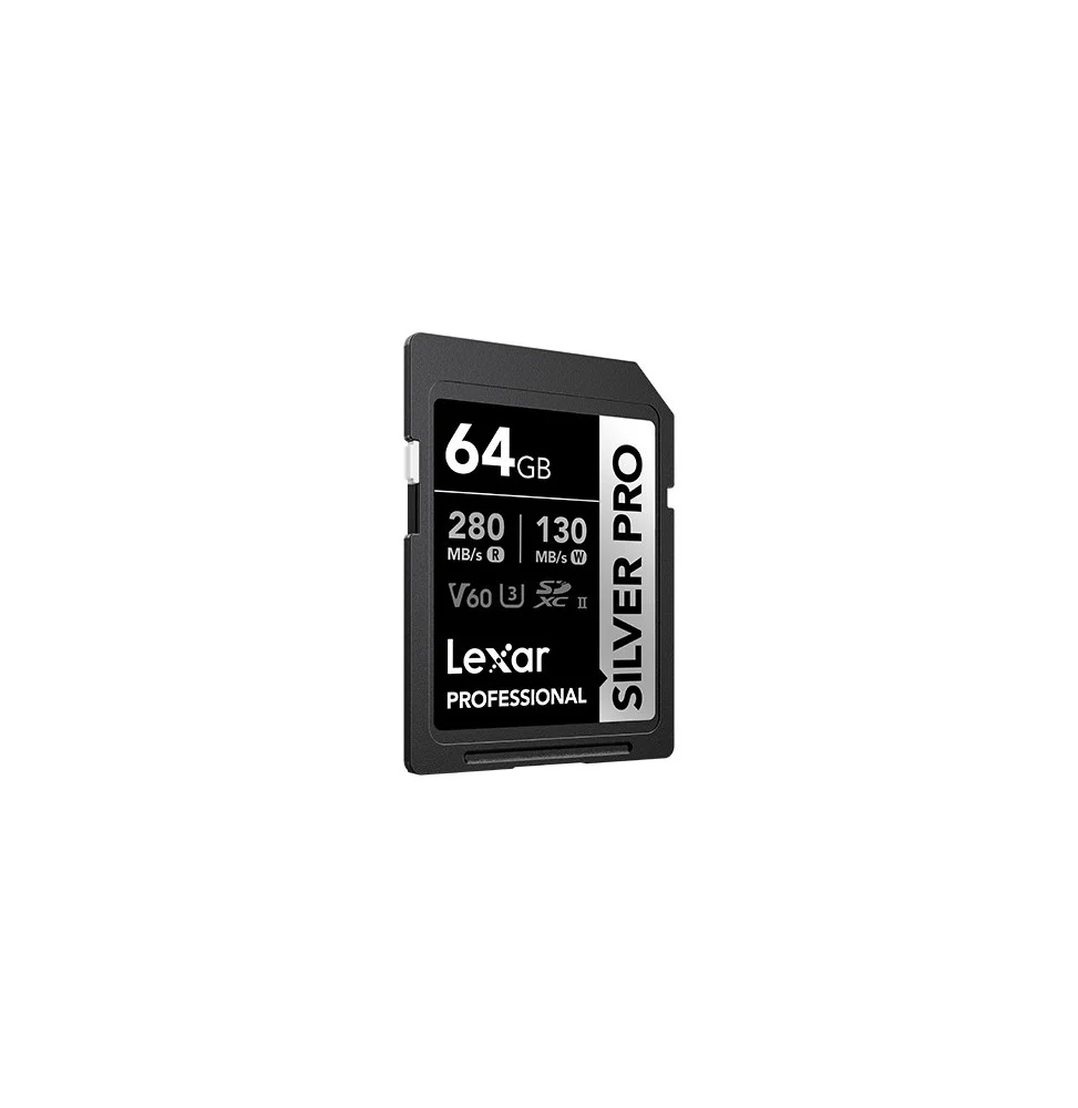 LEXAR CARTE SD SD Silver Pro 64GB Professional SILVER PRO SDXC™ UHS-II Card,up to 280MB/s read,12M LSDSIPR064G-BNNNG