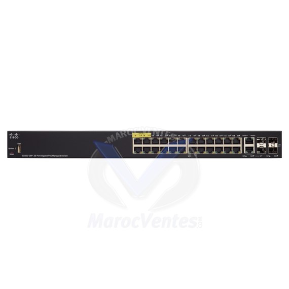 Switch 24 x 10/100/1000 (PoE+) + 2 x Gigabit SFP + 2 x SFP Gigabit combiné SG350-28P-K9-EU