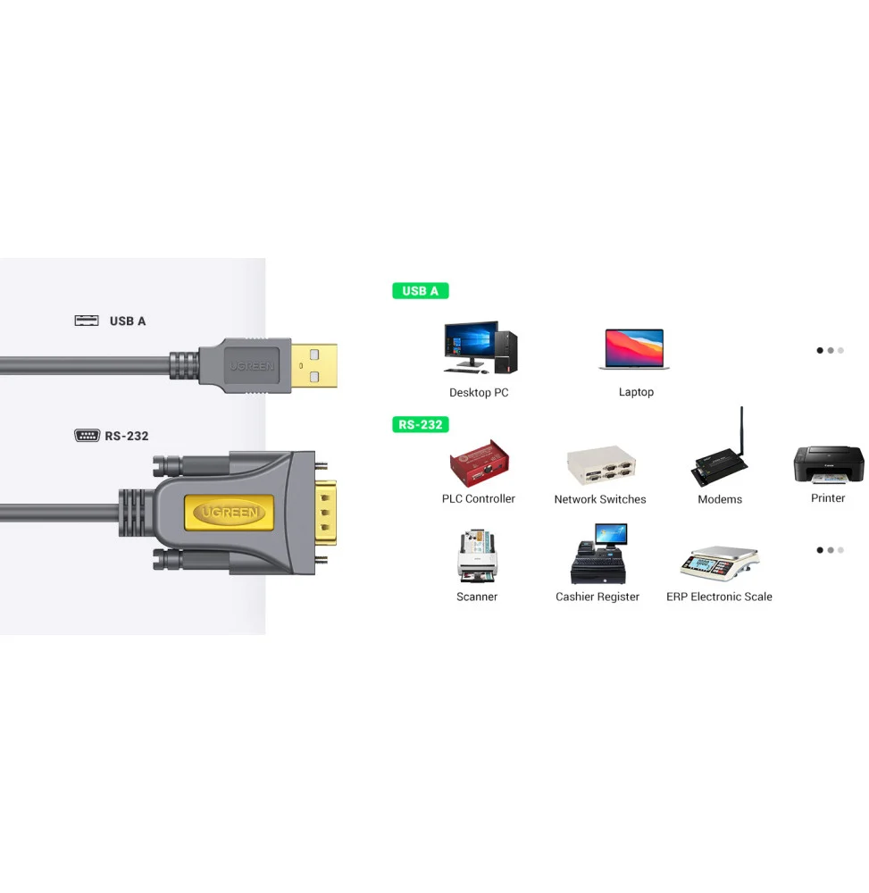 Ugreen Adaptateur USB 2.0 to DB9 RS-232 Male 3M 20223