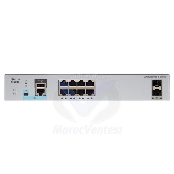 Switch Catalyst 2960L-8PS-LL 8 x 10/100/1000 + 2 x Gigabit SFP Géré Montable sur rack WS-C2960L-8PS-LL